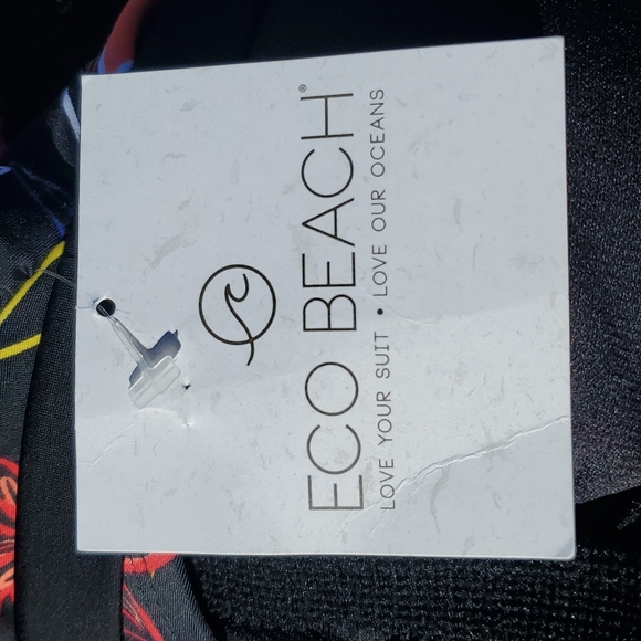 NEW Eco Beach Black Floral High Neck One Piece Swimsuit Size M - Picture 9 of 14